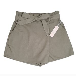 Iris Olive Green Paperbag Waist Skort